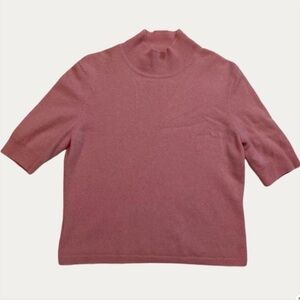Ann Taylor Pink Cashmere Mock Neck Sweater (Shrunk to S/M)